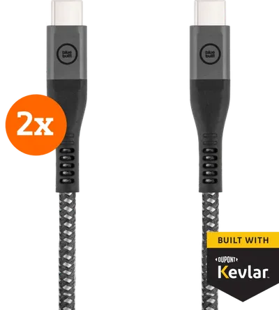 BlueBuilt USB-C-auf-USB-C-Kabel 1,5m Kevlar Schwarz Doppelpack