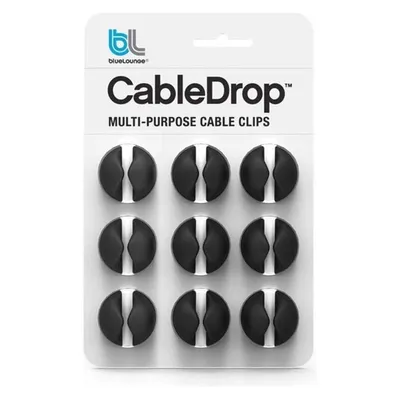 bluelounge CableDrop Mini Kabelclips, Schwarz, 9er-Pack