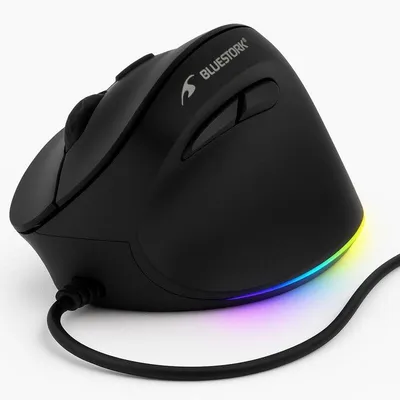 Maus Bluestork M-W-ERGO-LUMI Kabelgebunden 3600DPI Schwarz RGB Ergonomisch