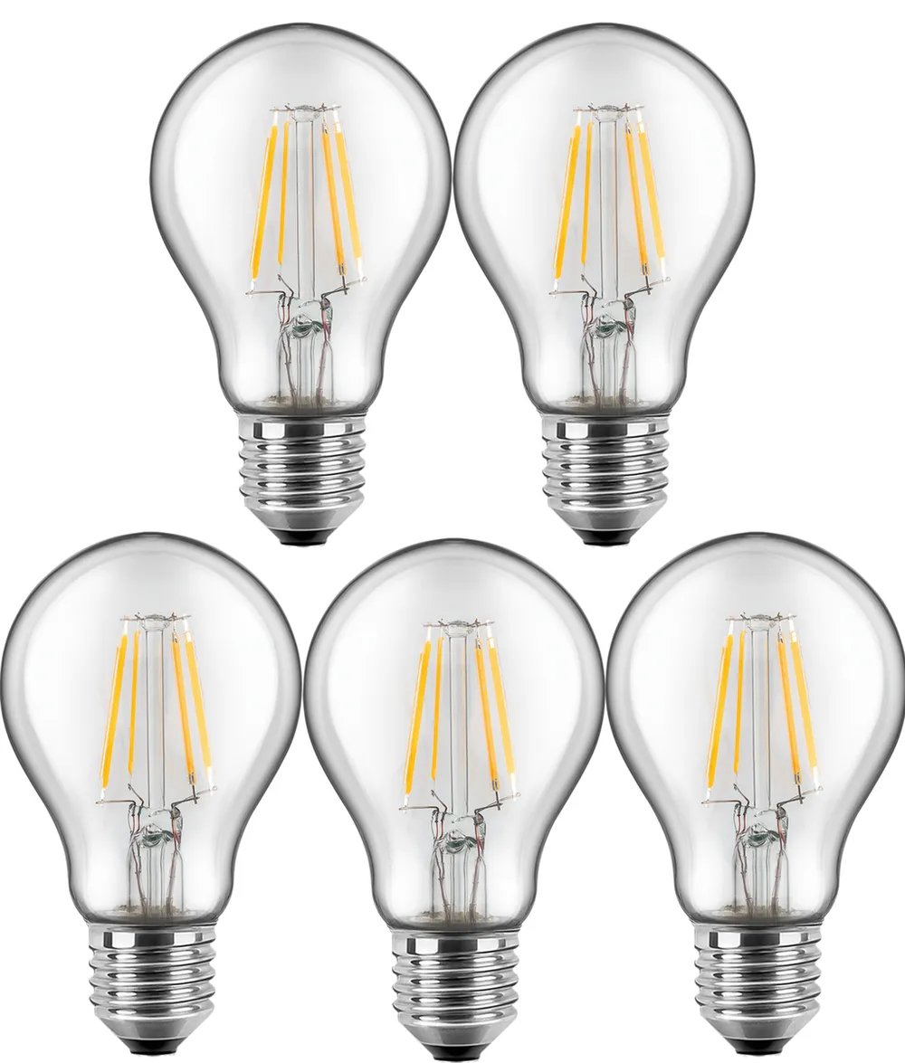BLULAXA LED-Filament-Lampe, A60, EEK: E, E27, 7 W, 810 lm, 2700 K, 5 Stück