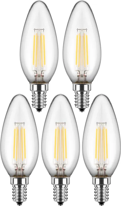 BLULAXA LED-Filament-Lampe, C35, EEK: F, E14, 4,5 W, 470 lm, 2700 K, 5 Stück