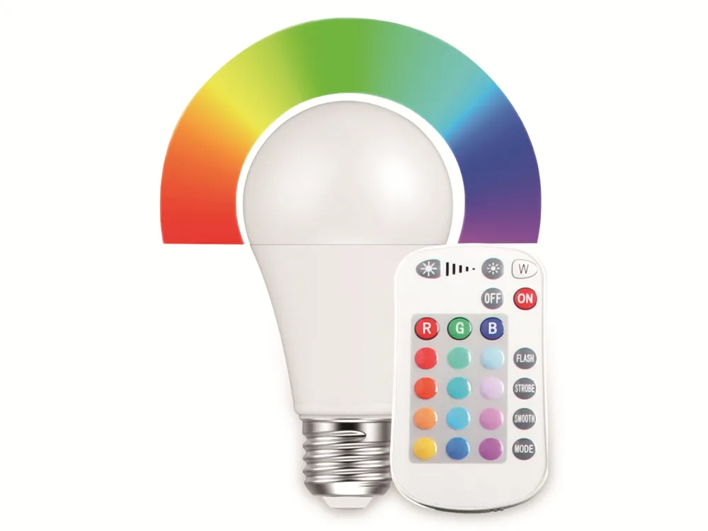 BLULAXA LED-SMD-Lampe, A60, RGB, E27, EEK: F, 9 W, 810 lm, 2700 K