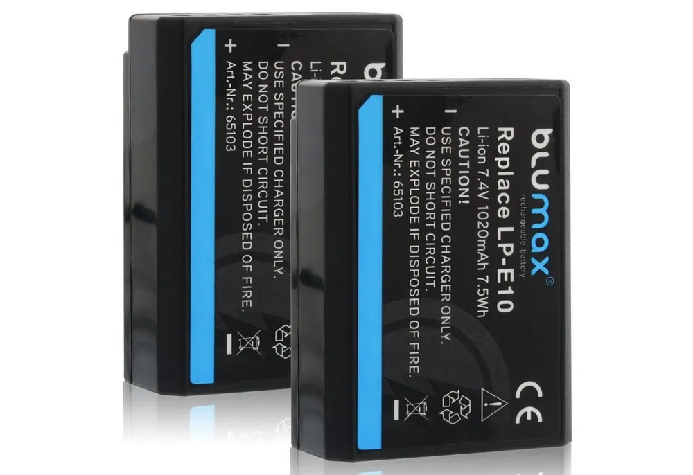 Blumax 2x LP-E10 EOS 1100D 1200D 1300D 2000D 1020 mAh Kamera-Akku