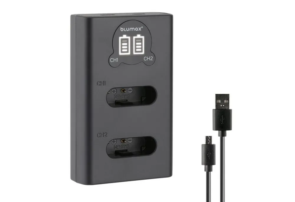Blumax Dual LCD Ladegerät, für Sony NP-BX1 USB-C Kamera-Ladegerät