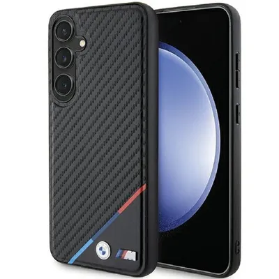 BMW Handyhülle Case Galaxy S24 MagSafe Carbon Optik Tricolor schwarz 6,2 Zoll, Kantenschutz