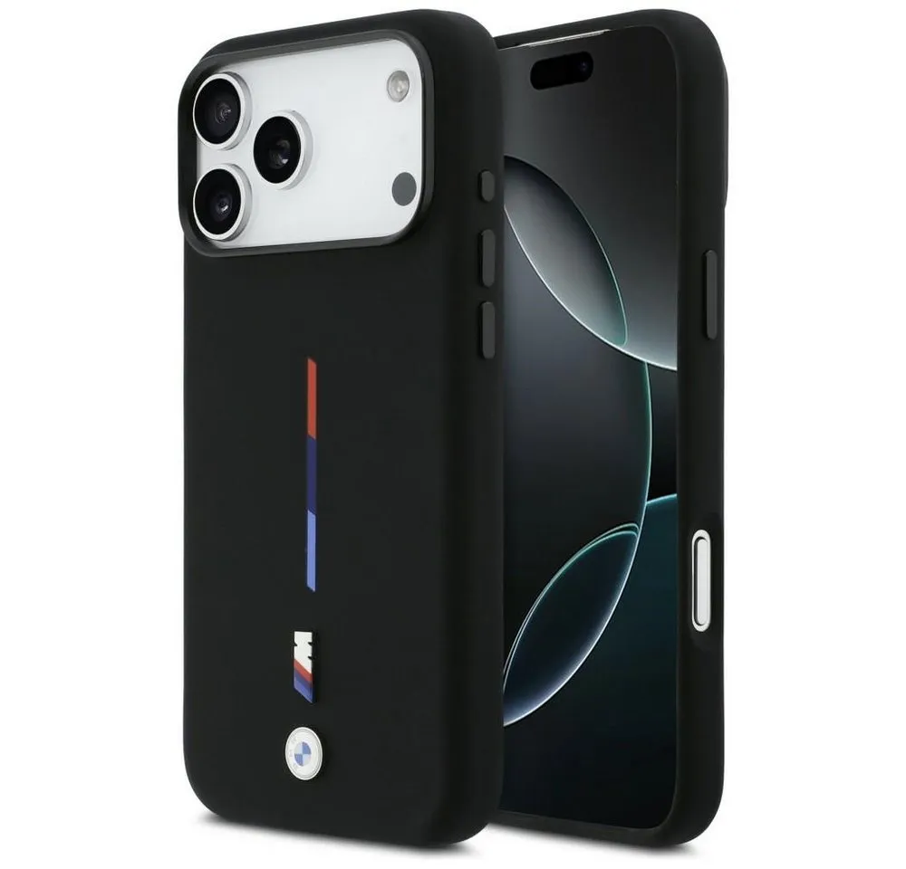 BMW Handyhülle Case iPhone 17 Pro Max MagSafe Silikon schwarz Tricolor Logo Metall 6,9 Zoll, Kantenschutz