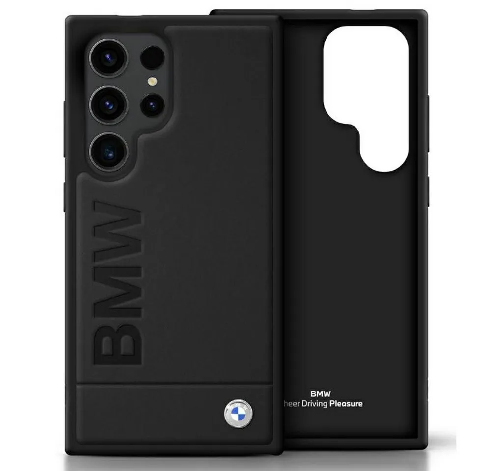 BMW Handyhülle Galaxy S25 Ultra Echtleder schwarz Logo Metall 6
