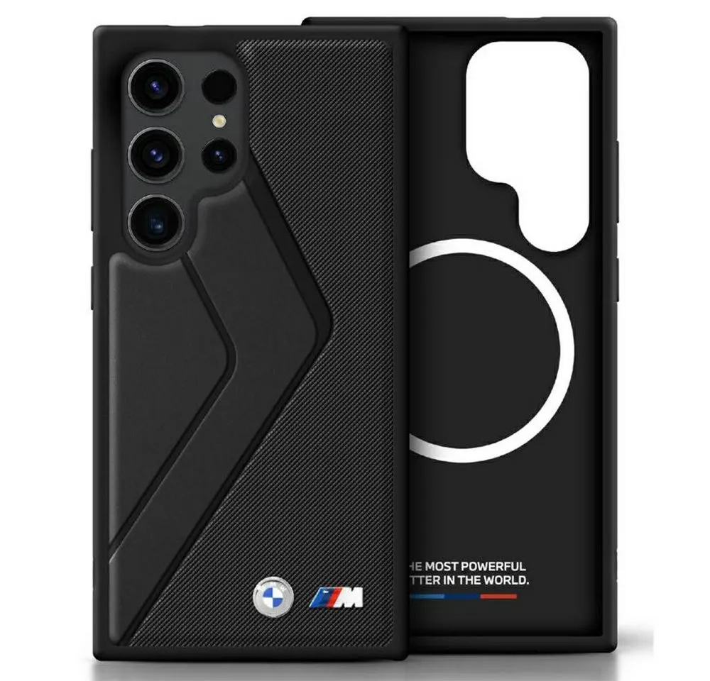 BMW Handyhülle Galaxy S25 Ultra MagSafe geprägt Kunstleder schwarz Logo Metall 6