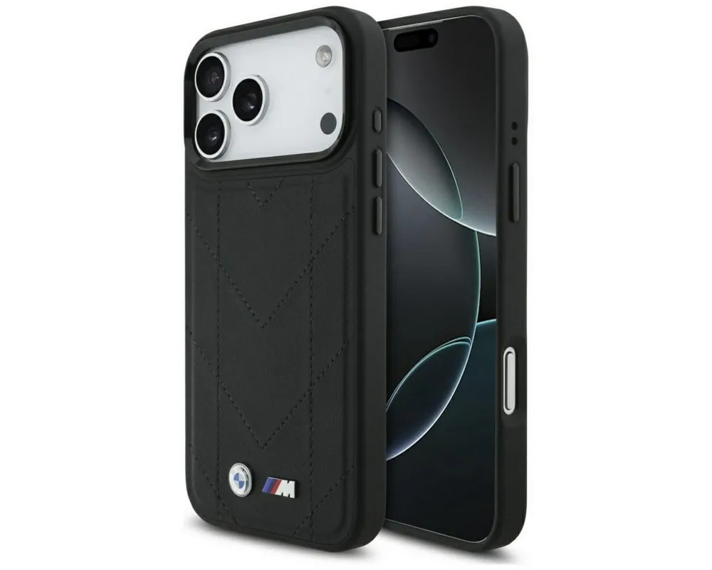 BMW Handyhülle M Quilted Design Case Kompatibel mit iPhone 17 Pro Max Luxus 6,9, Gestepptes BMW M Design mit metallischem Logo