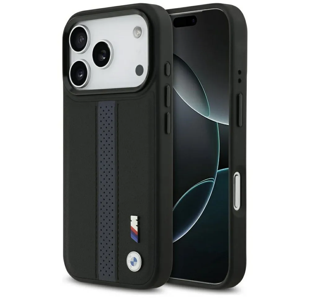 BMW Handyhülle MagSafe iPhone 17 Pro Kunstleder schwarz blau Logo Metall 6