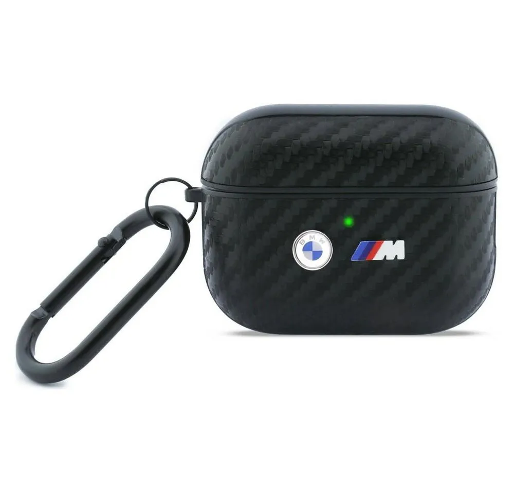 BMW Kopfhörer-Schutzhülle Case AirPods Pro 3 BMW Carbon-Optik schwarz Logo Metall mit Karabiner
