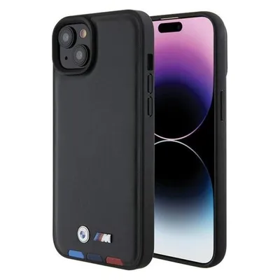BMW BMHCP15M22PTDK iPhone 15 Plus 6.7" czarny/black Leather Stamp Tricolor
