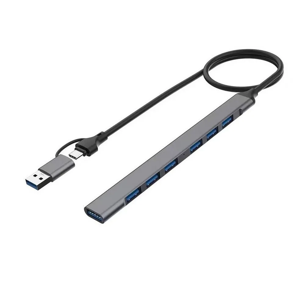 Bolwins A38 USB Typ C + USB Stecker auf USB Buchse OTG Adapter Kabel 7in2 50cm USB-Kabel, USB Typ A, USB-C, USB Typ A (50 cm), 7x USB 3.0 Typ A, 2in1 USB 3.0 Typ A & Typ-C
