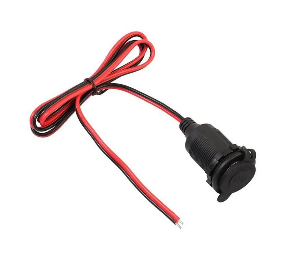 Bolwins A75C Wasserdicht Steckdose KFZ LKW Zigarettenanzünder Kabel Adapter Netzkabel, Rotes und schwarzes Kabel, Zigarettenanzünder (100 cm), Wasserdicht, geeignet für 12/24V