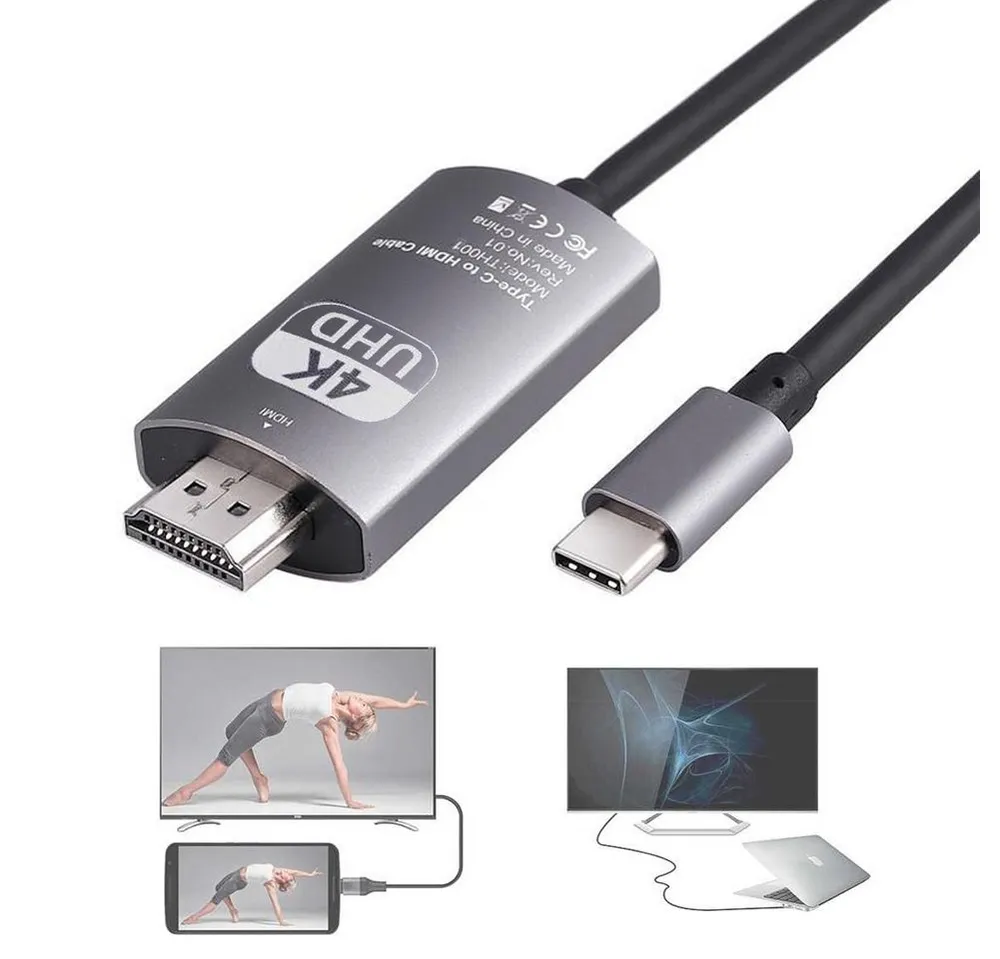 Bolwins A77C USB C auf HDMI Kabel Adapter 1,8m TV Projektor Monitor USB Typ C HDMI-Kabel, USB-C, HDMI (180 cm), USB-C auf HDMI Audio- und Videoübertragung 4K Ultra HD Auflösung