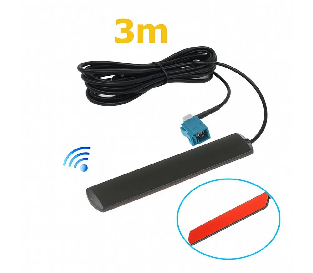 Bolwins A80 Auto KFZ DAB FM Radio Antenne Fakra Windschutzscheiben 3m Autoradio-Scheibenantenne (DAB, AM & FM, für Innenbereich und Außenbereich, Verstärkung: 5 dB), AM & FM Signal, Kabellänge von 3m