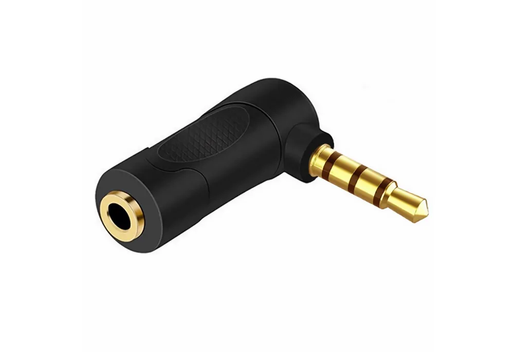 Bolwins B91 Adapter 3.5mm Audio Verlängerung 4 Pol 90° Winkelstecker PC Handy Audio-Adapter 3,5-mm-Klinke zu 3,5-mm-Klinke, 90° Winkelstecker, 4-polig, Mikrofonunterstützung, platzsparend