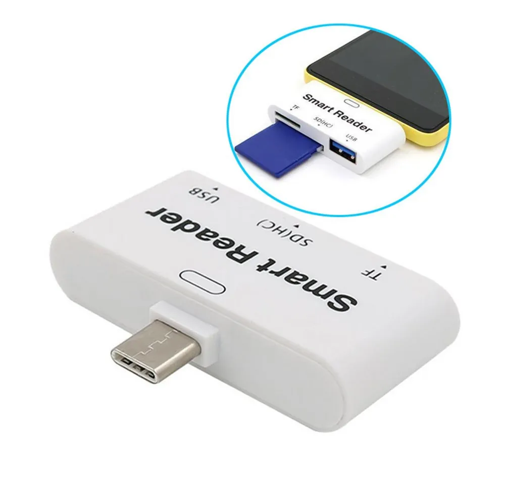 Bolwins C27 USB C zu SD, Micro SD/TF, USB 3.0 Kartenleser OTG Speicher Adapter Adapter USB-C (Typ C) Stecker zu USB-A Buchse / SD- & micro-SD-Kartenslot, 0 cm, OTG-Funktion, 3-in-1 Kartenleser, USB-3.1-Highspeed-Datenübertragung