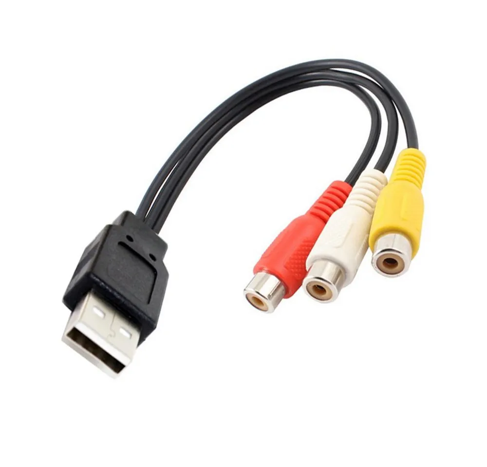 Bolwins D43 USB2.0 auf Cinch Kabel AV Audio Video Adapter Camcorder DVD TV PC Audio- & Video-Kabel, USB-A Stecker, 3x RCA Buchse (Audio/Video) (30 cm), Plug & Play AV Audio-Video-Übertragung