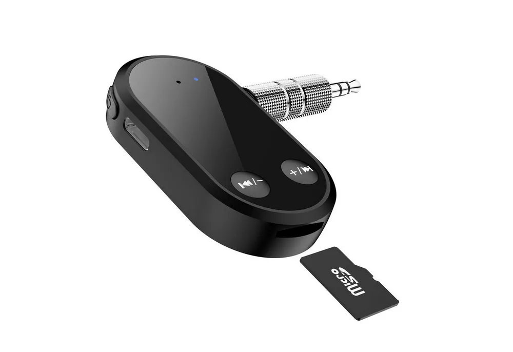 Bolwins E25C Bluetooth 5.0 Audio Empfänger AUX 3,5mm TF Slot Auto Adapter MP3 Audio-Adapter 3,5 mm Klinkenstecker, AUX Standard zu 3,5 mm Klinkenbuchse, kompatibel mit Audioeingängen, 0 cm, Bluetooth 5.0, TF-Karte, Freisprechen, kompakt, Plug&Play Design