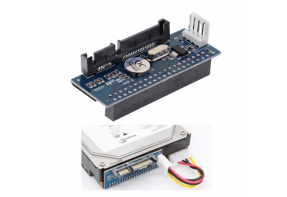 Bolwins F40 3.5 HDD IDE / PATA auf SATA Kartenadapter für IDE 40Pin Festplatte Computer-Adapter SATA 7+15 Pin Stecker, Molex 4 Pin Stecker zu IDE 40 Pin Buchse, 0 cm, IDE zu SATA Signalumwandlung, Plug & Play, integrierter Chip