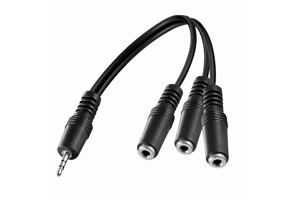 Bolwins F57 3,5mm Audio Splitter Adapter – 3x Klinke Verteiler für PC Handy Audio-Kabel, 3,5mm Stereo Klinkenstecker, AUX Line In kompatibel, 3x 3,5mm Stereo Klinkenbuchse, für Kopfhörer oder Lautsprecher, Audio-Verteiler Gleichzeitiger Anschluss mehrerer Geräte