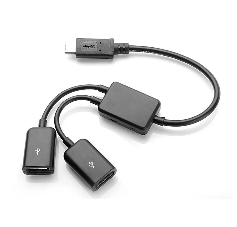 Bolwins H67 USB C Stecker zu 2x USB Buchse Kabel Adapter USB OTG Lade Splitter USB-Kabel, USB C Stecker, USB Buchse (19 cm), USB-C auf 2× USB-A OTG Adapter