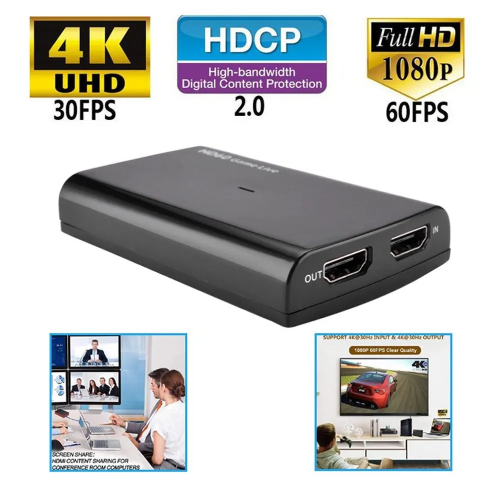 Bolwins I13D USB 3.0 HDMI Video Game Capture Recorder Videoaufnahme Rekorder Netzwerk-Videorecorder (1080p Full-HD-Aufnahme, HDMI-Pass-Through)
