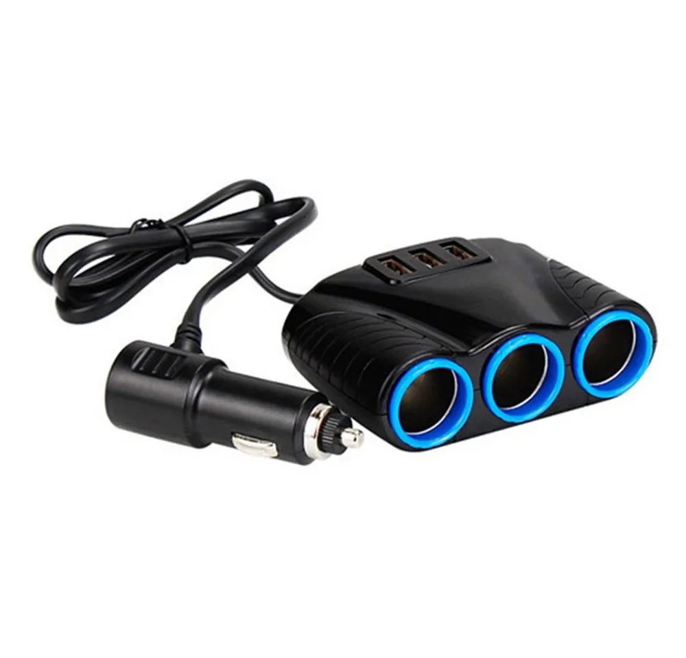 Bolwins I47C 3 Fach Zigarettenanzünder Verteiler Auto Mehrfach Ladegerät USB KFZ-Netzteil (3-fach Zigarettenanzünder-Verteiler, 3× USB-Ladeanschlüsse (3,1A)
