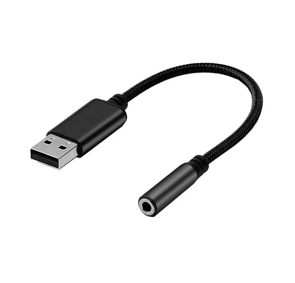 Bolwins L05 USB zu 3,5mm Audio Adapter Kabel f Kopfhörer Lautsprecher Mikrofon Audio-Kabel, USB Typ-A Stecker, 3,5 mm Klinkenbuchse (TRRS / TRS, CTIA & OMTP) (12.5 cm), USB-Soundkarte, 3,5 mm TRRS/TRS Audioadapter