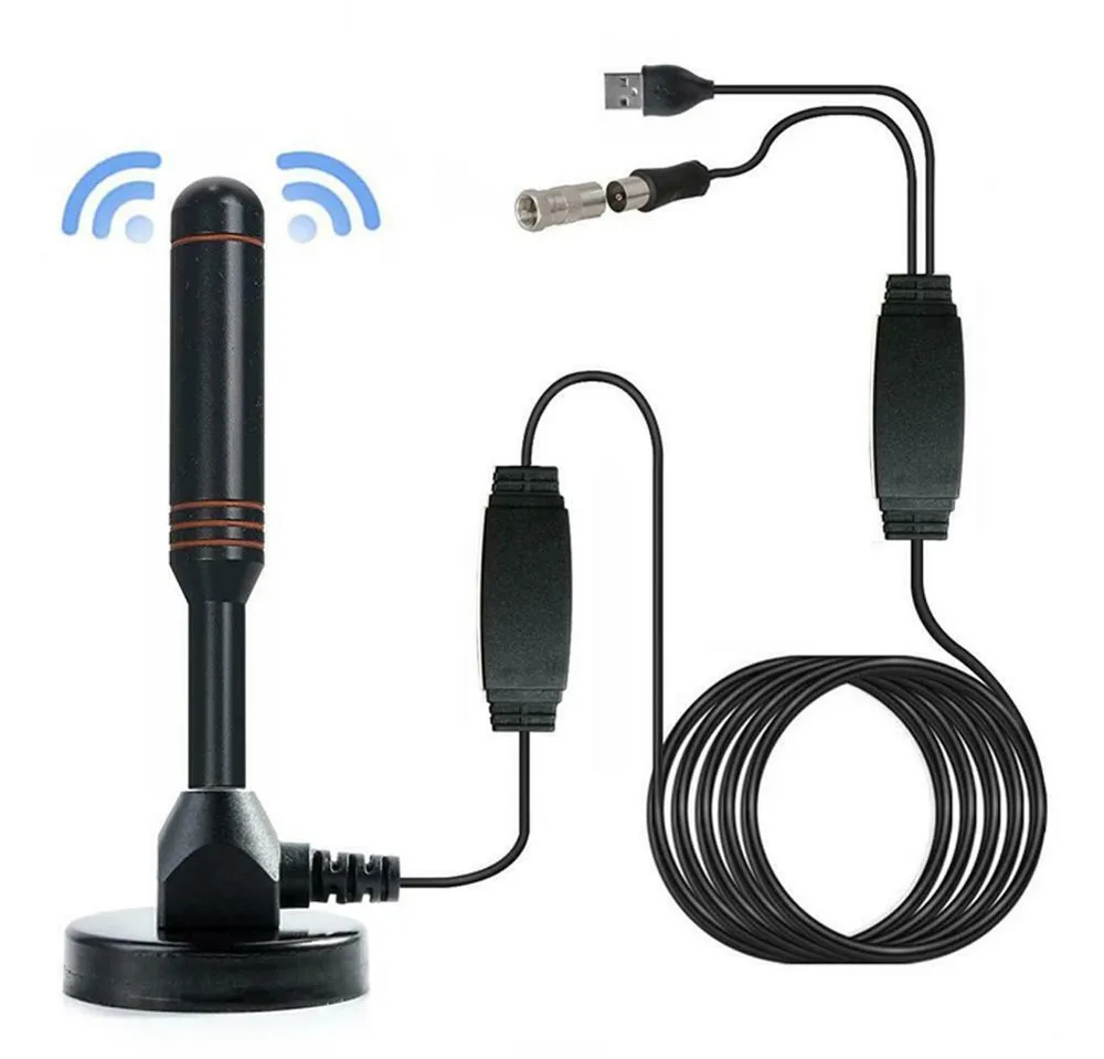 Bolwins L11C DVB-T2 Zimmerantenne mit Verstärker & 5m Kabel für TV Stabantenne (DVB-T2 HD DVB-T DAB DAB+, für für Innenbereich, Verstärkung: 30 dB), Hohe Signalverstärkung (30 dBi) Kompakte Bauform