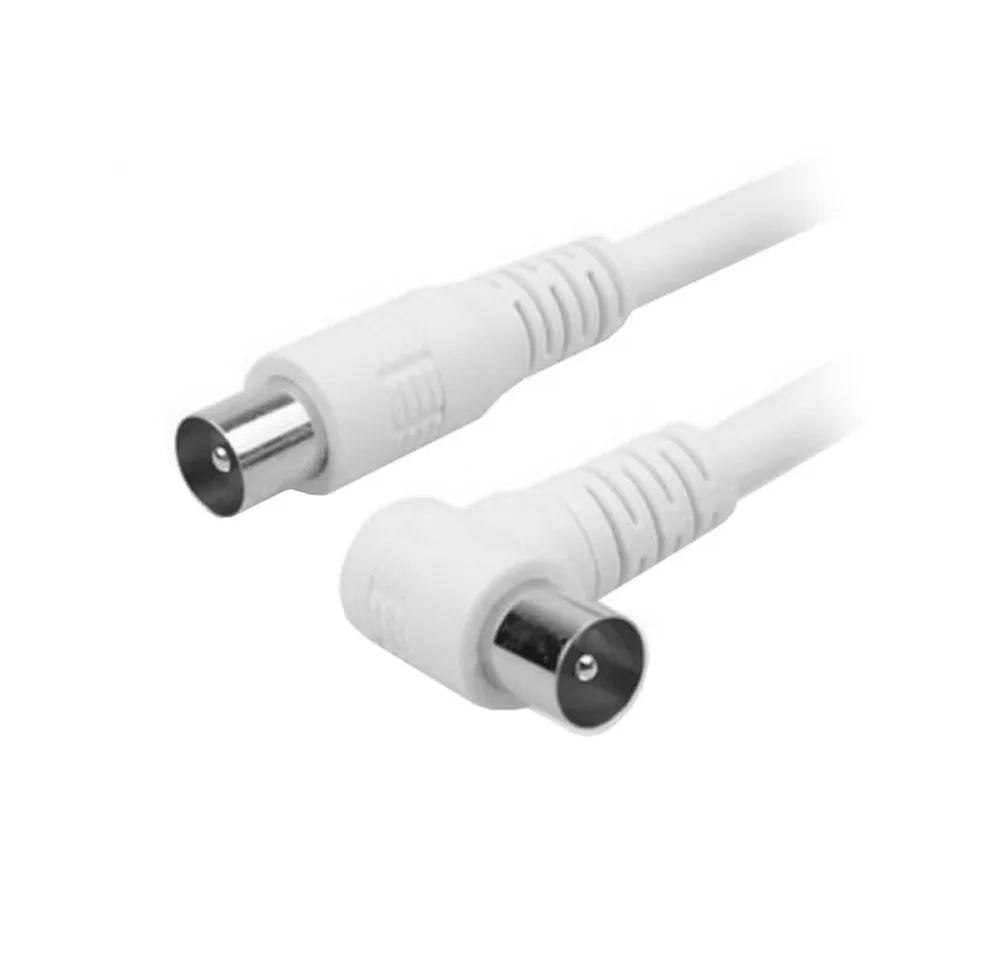 Bolwins L20C TV-Antennenkabel 5 m Koaxialkabel 90° Winkelstecker für Fernseher TV-Kabel, Koaxial-Stecker, Koaxial-Stecker (500 cm), 90° abgewinkelter Stecker, HD-tauglich, Plug & Play