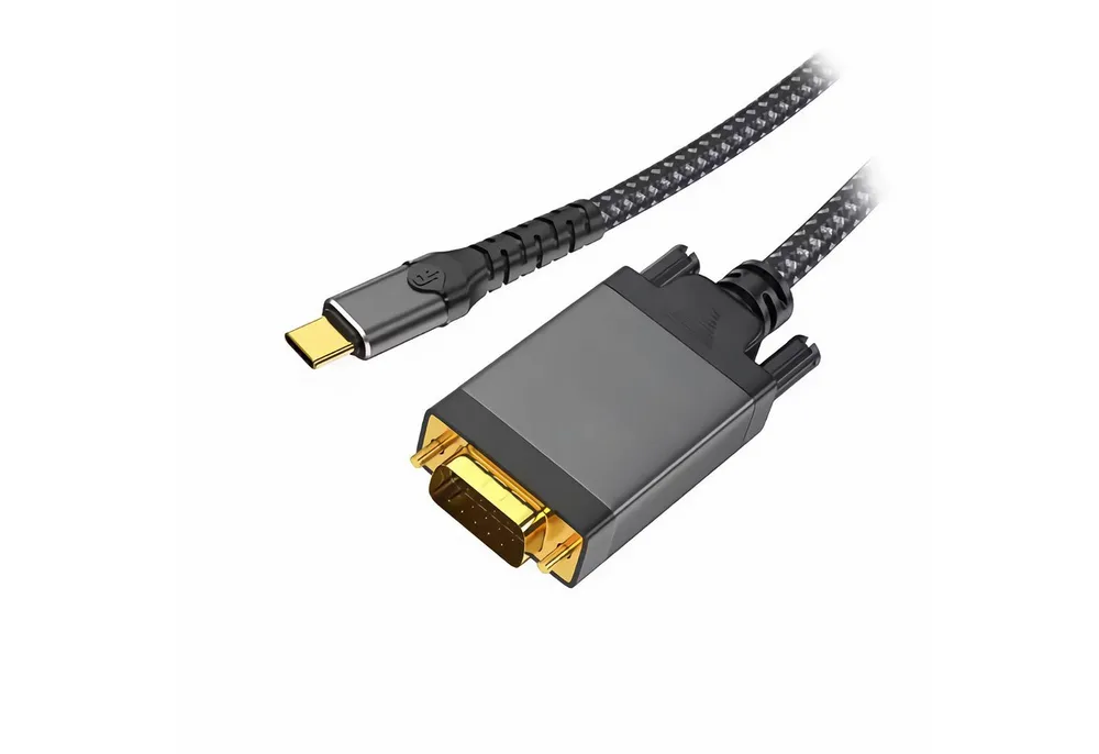 Bolwins L58 USB-C auf VGA Kabel Adapter TV Projektor Monitor USB 3.1 Typ C, 2m Computer-Kabel, USB Typ-C Stecker, VGA Stecker (200 cm), stabile Signalübertragung, Plug & Play, 1080p Full HD