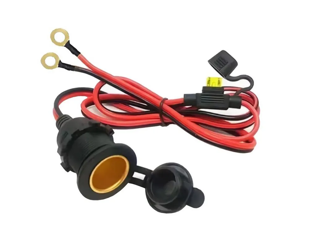 Bolwins M58C KFZ Zigarettenanzünder Steckdose wasserdicht 1m Kabel Sicherung Netzkabel, offenes Kabelende (Anschlusskabel für 12V/24V Bordnetz), Zigarettenanzünder-Buchse (12V/24V) (100 cm), wasserdicht, staubdicht, Marinequalität