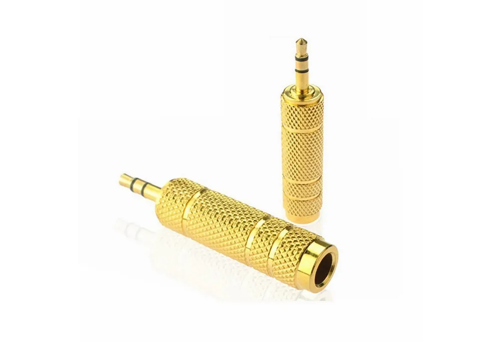 Bolwins O04 Klinkeadapter Mikrofon Kopfhörer 3,5mm Stecker auf 6,35mm Buchse Audio-Adapter 3,5 mm Stereo-Klinkenstecker zu 6,35 mm Stereo-Klinkenbuchse, 0 cm, hochwertiges Metallgehäuse, geschirmte Ausführung