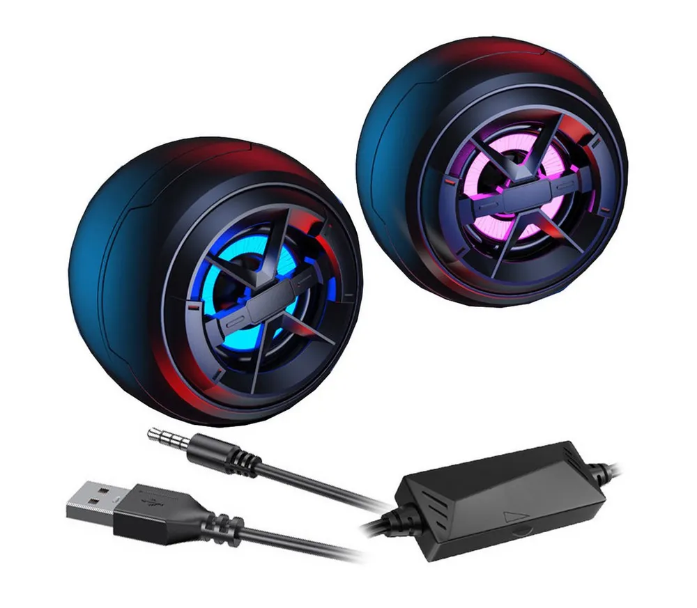 Bolwins O37D 6W Lautsprecher Soundstation Musikbox für PC Laptop Notebook Lautsprecher 2.0 (kabelgebunden, 6 W, USB-Stromversorgung, buntes Atmosphärenlicht)
