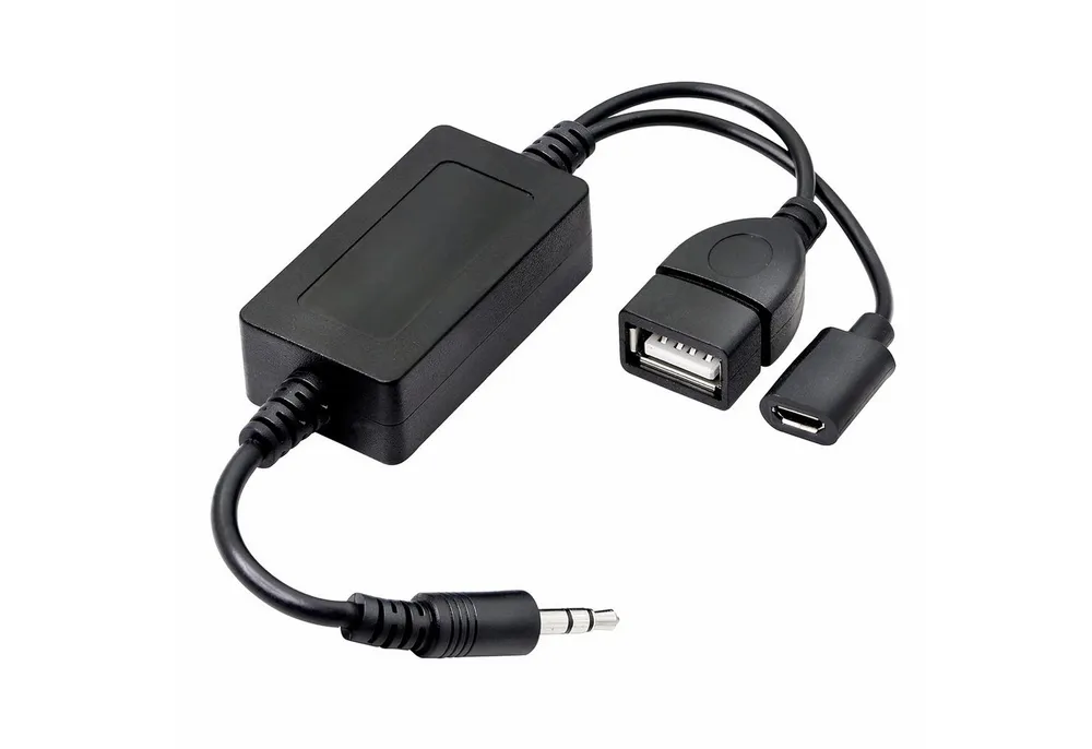 Bolwins P14 3.5mm AUX Audio Stecker auf USB A Buchse Auto Audio Adapter Kabel Audio-Kabel, 3,5-mm-Klinke, USB-A Buchse (25 cm), Integrierte MP3-Dekodierungsfunktion