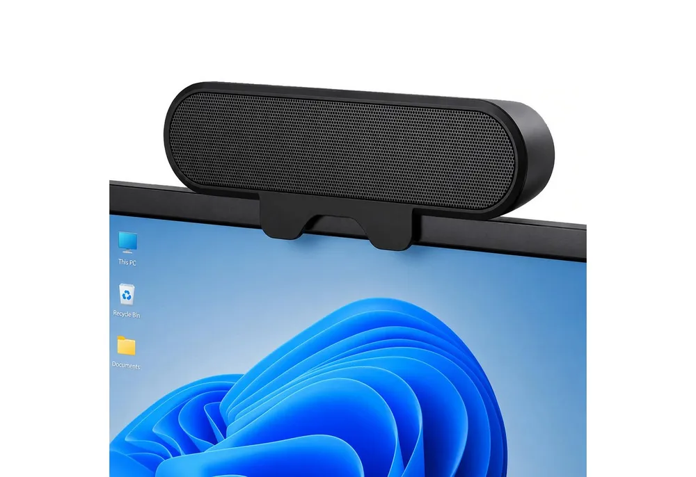 Bolwins P42C PC Lautsprecher mit Monitor Clip, USB Soundbar 10W für Laptop PC-Lautsprecher nicht relevant (nicht relevant, 10 W, Monitor-Clip mit Silikonschutz, 10W Stereo-Sound, Plug & Play)