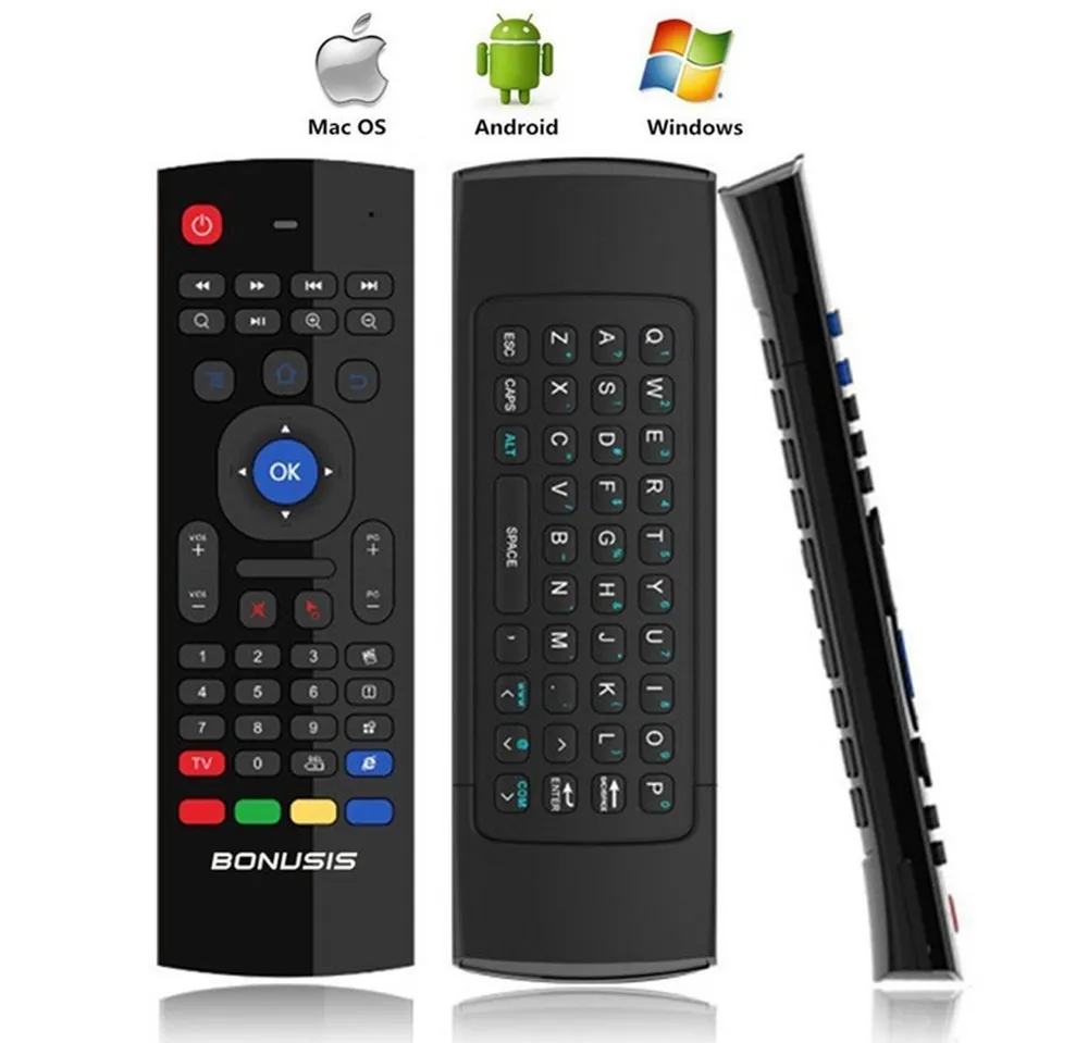 Bolwins Q97C AirMaus 2.4G Tastatur Maus IR Fernbedienung f Android Mac Windows Tastatur (6-Achsen Gyrosensor IR-Lernfunktion Plug & Play)