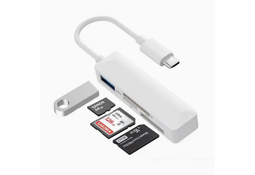 Bolwins Speicherkartenleser M47 USB C zu USB 2.0, SD, MicroSD/TF, MS Kartenleser Adapter PC Laptop, Plug & Play Kartenleser-Funktion Datenübertragung Multifunktional