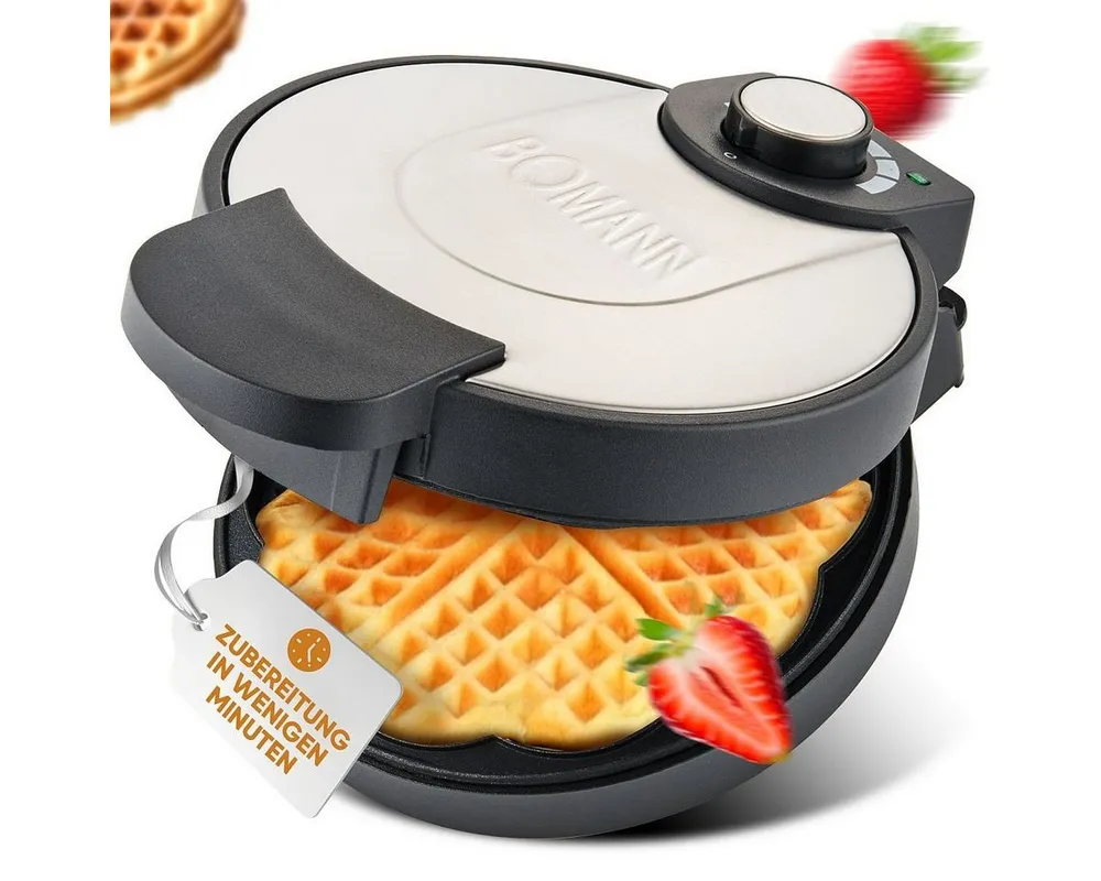 BOMANN Waffeleisen WA 1365 CB, Waffeleisen 18cm Backfläche, antihaftbeschichtet