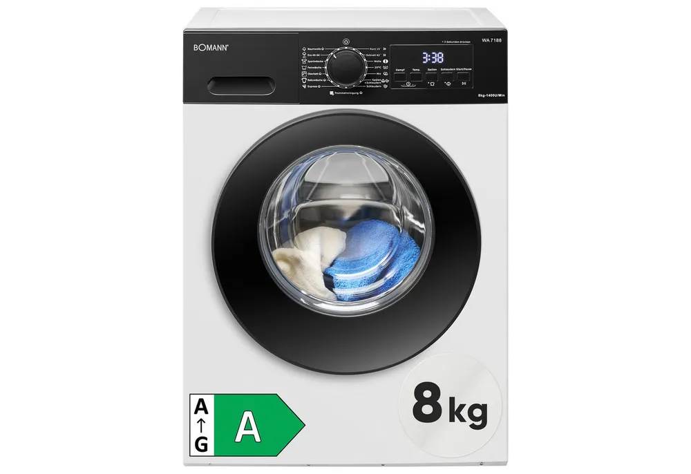 BOMANN Waschmaschine WA 7188, 8 kg, 1400 U/min, 8kg, Invertermotor, 5 Jahre Motor-Garantie