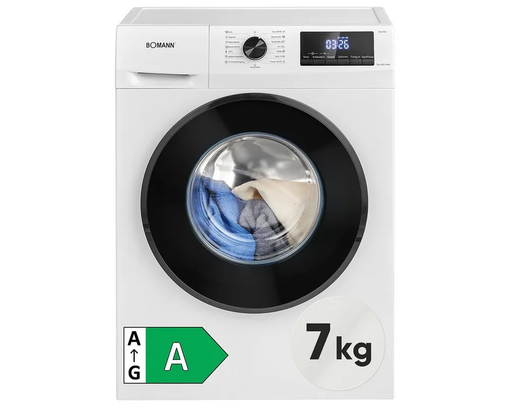 BOMANN Waschmaschine WA 7501, 7 kg, 1400 U/min, 7kg, Invertermotor, 10 Jahre Motor-Garantie