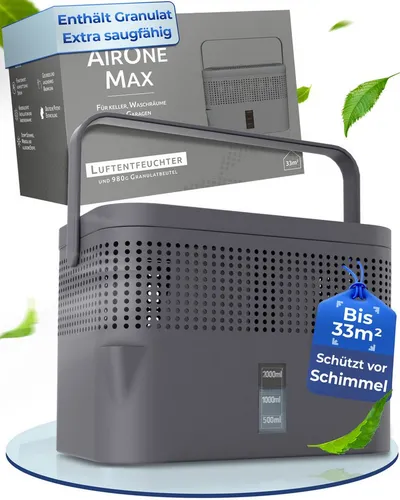 BonAura Luftentfeuchter ohne Strom, für 79 m³ Räume, 980g Granulat, Schutz gegen Schimmel und muffige Gerüche