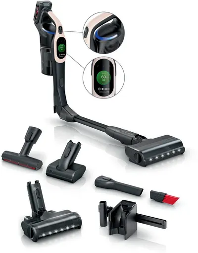BOSCH Akku-Stielstaubsauger Unlimited 10 BKS1041RHF, MicroClean™ Technology, Display, Knickrohr, beutellos, HEPA-Filtersystem, 10 Jahre Motorgarantie, LED-Licht, powder rose