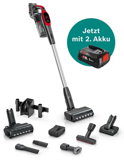 BOSCH Akku-Stielstaubsauger Unlimited 9 ProAnimal BKS941PET, MicroClean™ Technology, 300 W, beutellos, HEPA-Filtersystem, 10 Jahre Motorgarantie, Schnellladegerät, LED Licht