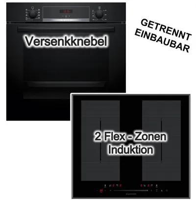 BOSCH Backofen-Set Backofen 3DHeißluft Hydrolyse+ Wolkenstein Induktionsfeld Booster Flex, Hydrolyse