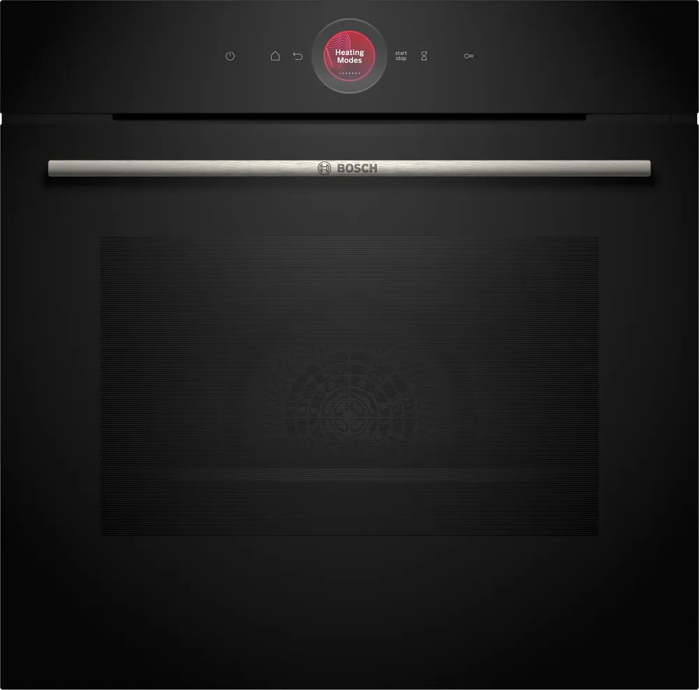 BOSCH Einbaubackofen Serie 8 HBG7241B1, mit Teleskopauszug nachrüstbar, Hydrolyse, Innovativer digitaler Bedienring & praktische Abschaltautomatik