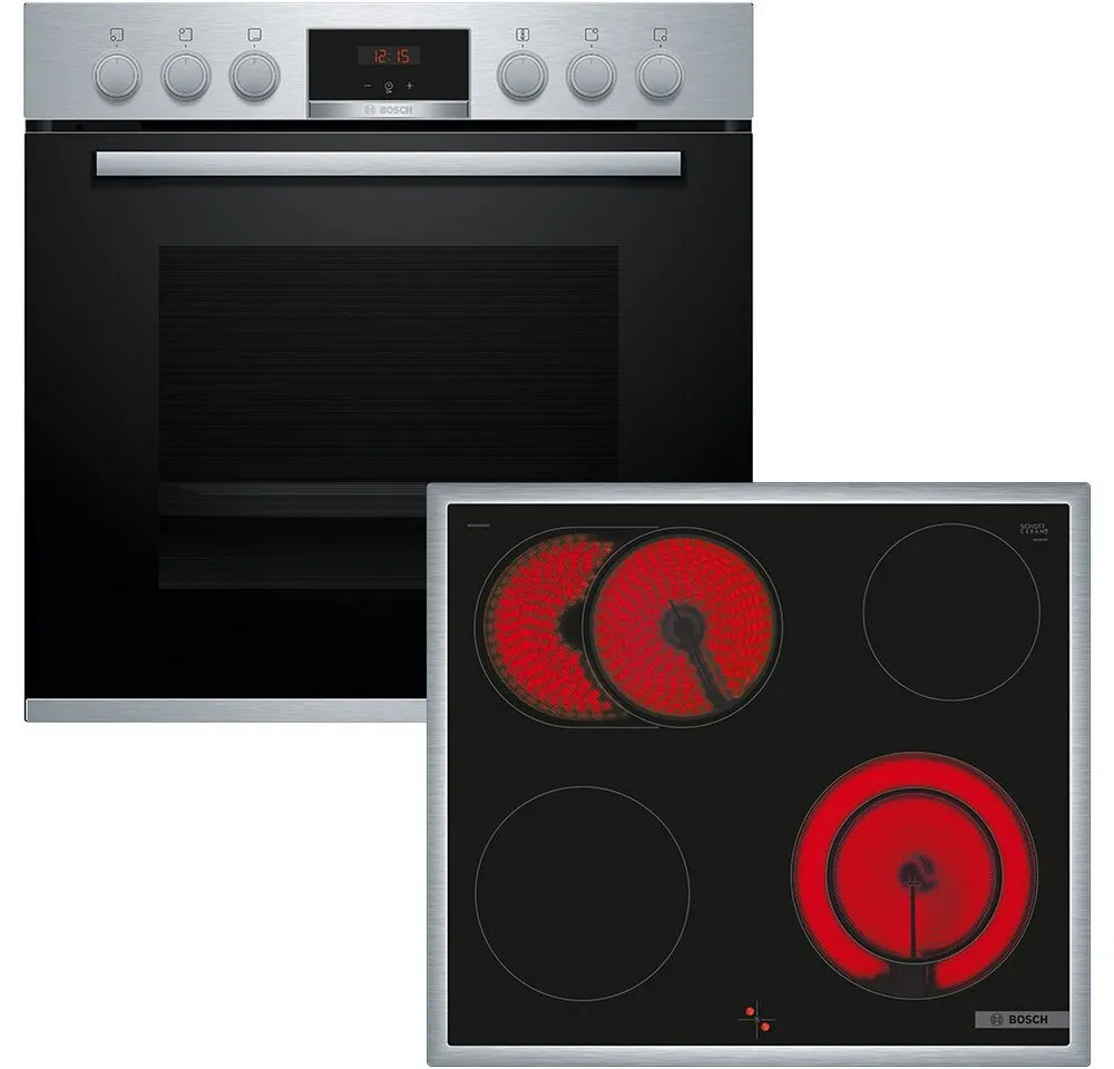 BOSCH Elektro-Herd-Set HND411VS67, mit Backwagen, Backwagen mit ausziehbarer Tür für bequemes Kochen & Backen
