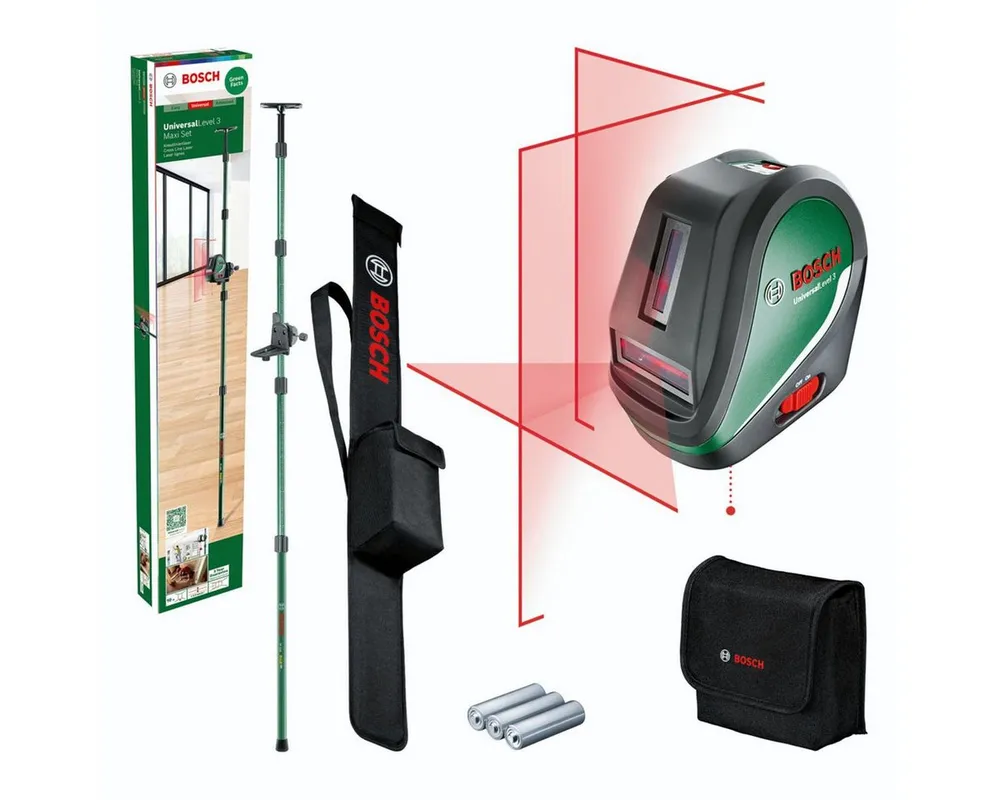 BOSCH Entfernungsmesser UniversalLevel 3 Maxi Set Kreuzlinien-Laser